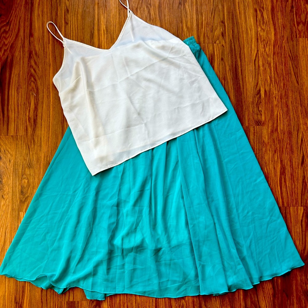 Teal Flowy Maxi Skirt